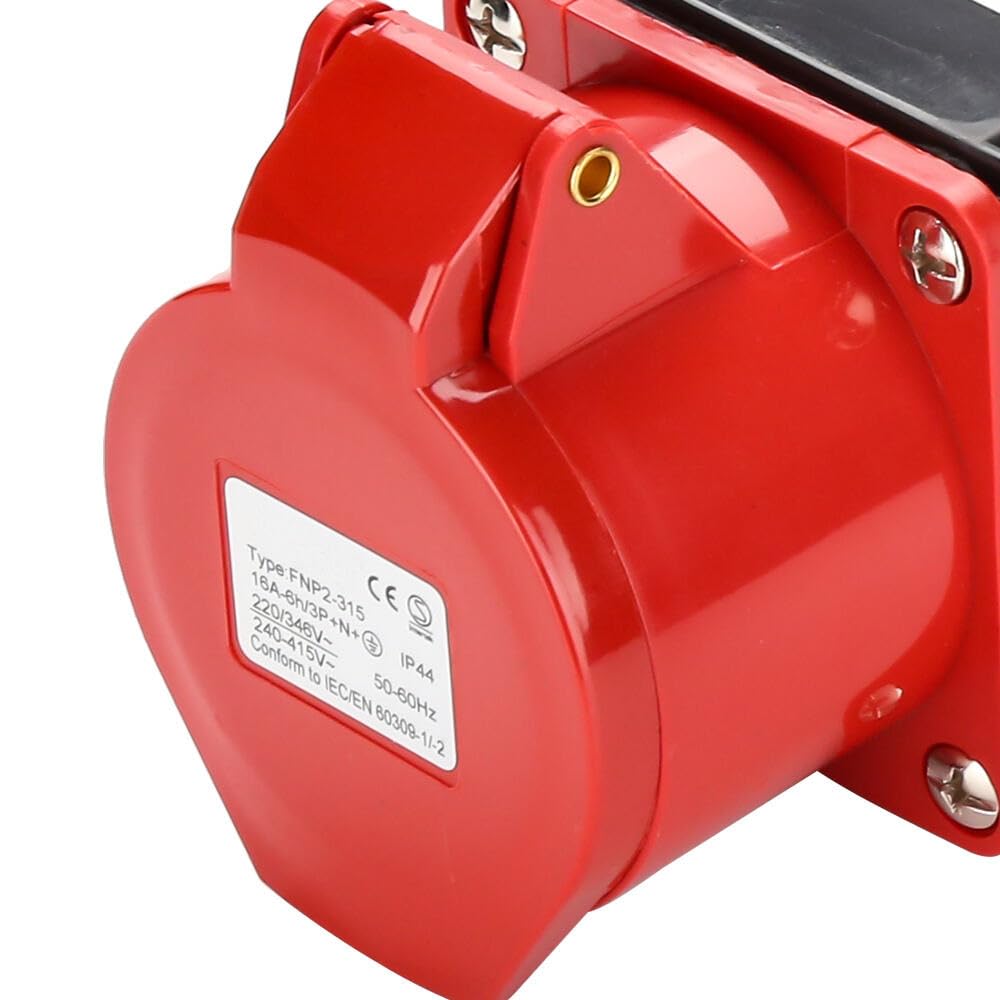 Wtyczka CEE, adapter rozdzielacz prądu 3 x Schuko CEE 5-biegunowe, gniazdo CEE IP44, ochrona przed wodą rozbryzgową, z pokrywą zabezpieczającą, gniazdo Cee na plac budowy