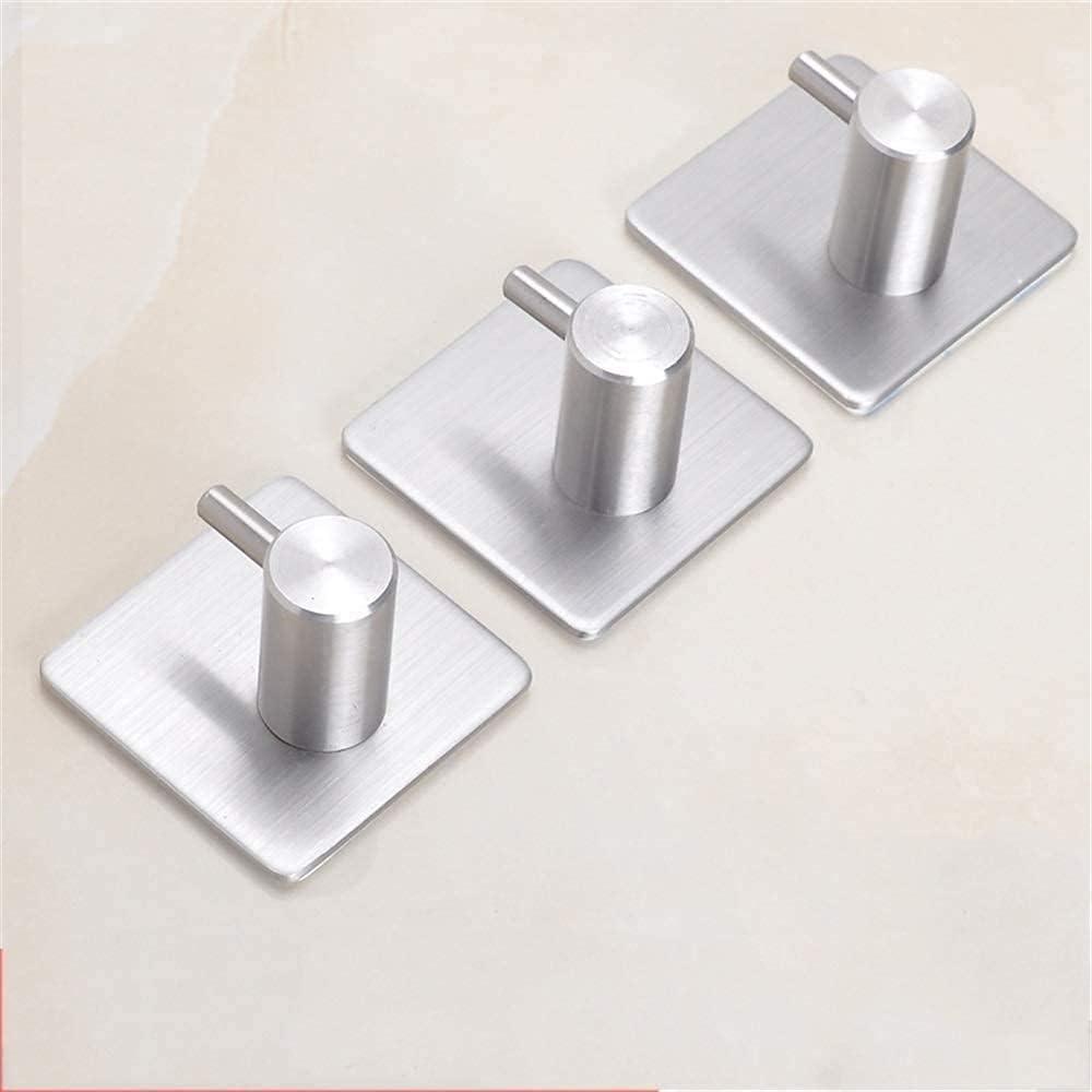Coat Hooks Wall-Mounted for Wall Modern Sleek 3-6 Hooks Wall Mount Ceiling Hook Heavy Duty 304 Stainless Steel Adhesive Towel Hook No Drilling Required (5 Hooks A)