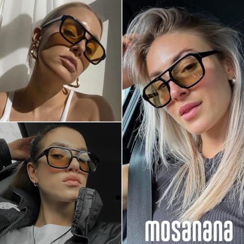 Image of mosanana Small Square Aviator Sunglasses for Women MS52362 | Retro Narrow Frame, UV400 Protection, Designed for Daily Outfits, Travel and Fashion Looks