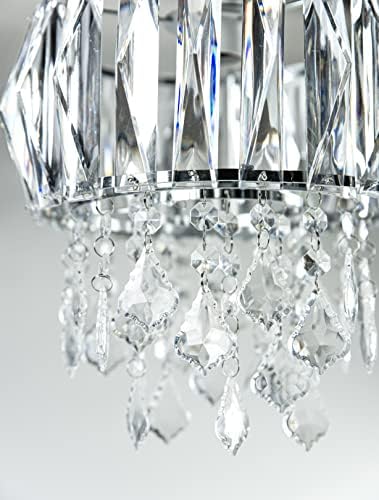 Innoteck Sparkly Ceiling Chandelier Drum Shade with Prismatic Acrylic Crystal Strips and Droplets