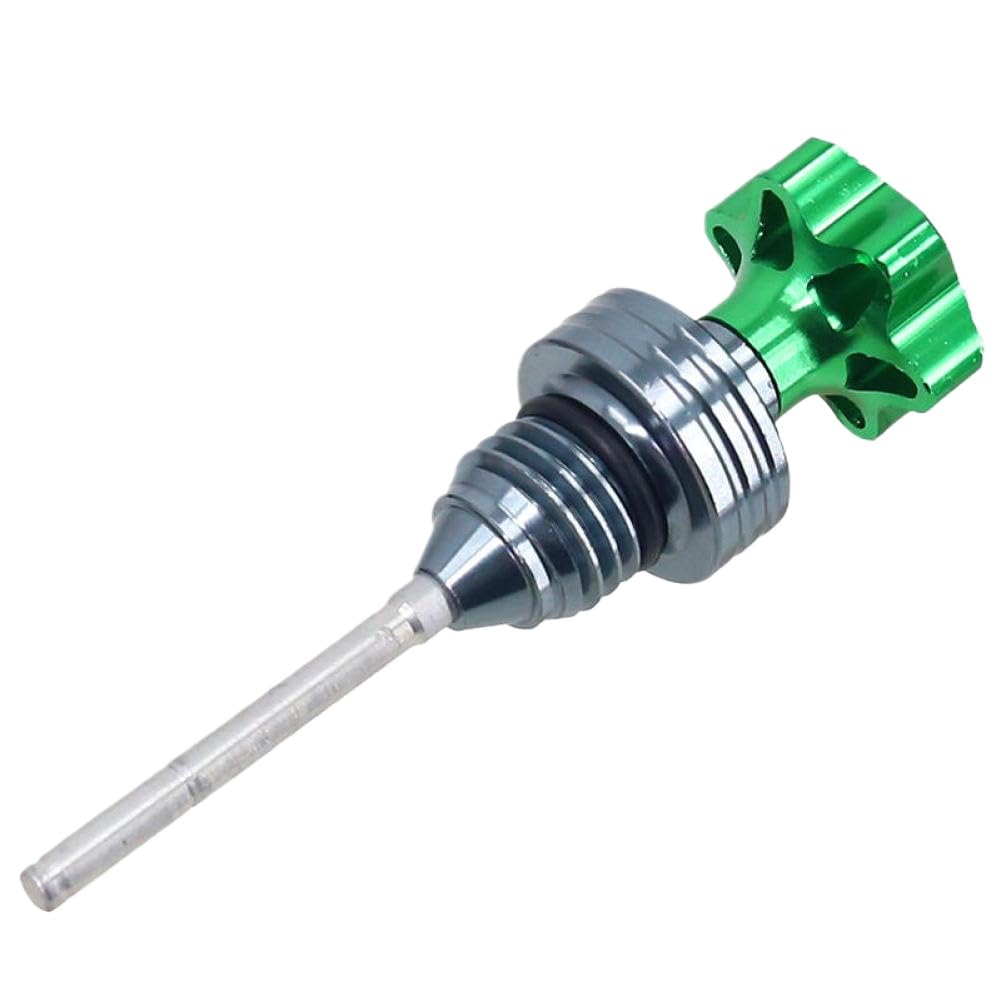 Varilla de nivel de aceite para motor de motocicleta, tapón de llenado, medidor de nivel de aceite del cárter, 1 Uds., aluminio rojo, azul, negro y plateado(green)