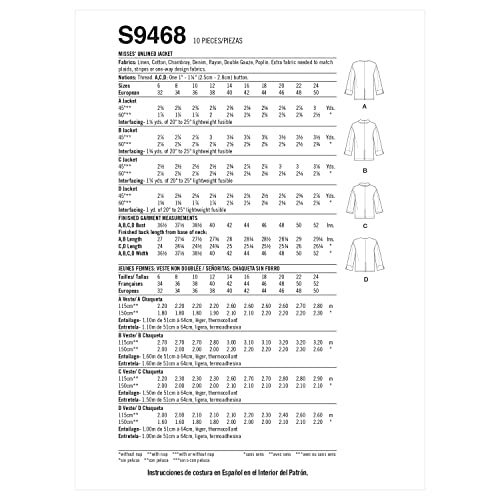 Simplicity SS9468U5 Misses Jacket/Coat U5 (16-18-20-22-24), Multicolor, Sizes 16-18-20-22-24 - Image 2