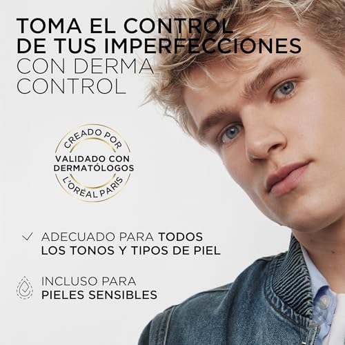 Miniatura 7 de L'ORÉAL Paris Men Expert Derma Control Oil-Control Crema Hidratante Facial SPF30 Con Niacinamida, para Hombre con Piel Grasa y Tendencia Acneica. Reduce las Manchas y Marcas Post Acné. (Paquete de 2)