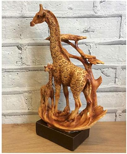 Naturecraft Wood Effect Giraffe and Baby on Base Ornament Figurine