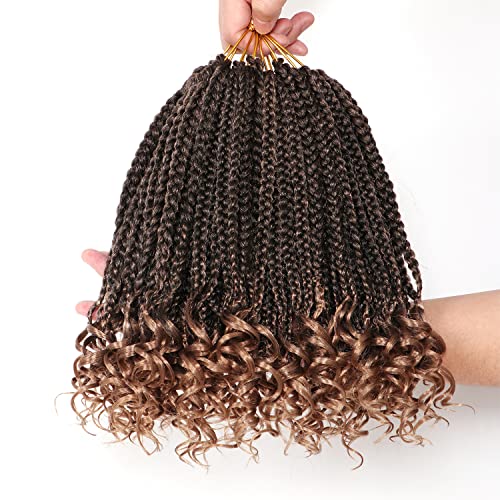 URNICE 7 Packs 10 Inch Crochet Box Braids Hair with Curly Ends Prelooped Goddess Box Braids Crochet Hair Braiding Hair Crochet Braids Hair for Black Women (10 Inch ( Pack of 7 ), T27#)