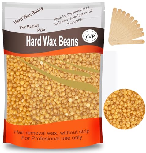 Yovanpur Hard Wax for Hair Removal, Rose Pink Wax Beads for Sensitive Skin and Brazilian Waxing, 10.5 Ounce/bag with 10pcs Wax Sticks