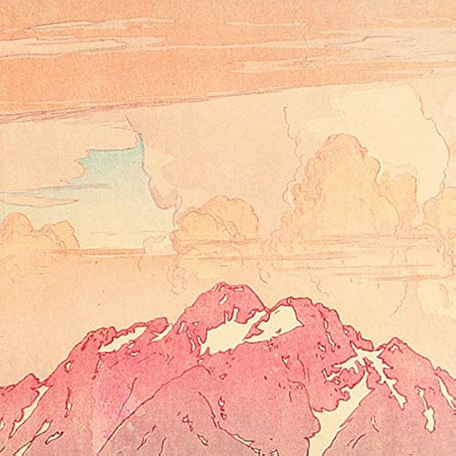 Amazon.co.jp: 吉田博 剣山の朝 版画 大判ポスターサイズ 50×33.8cm