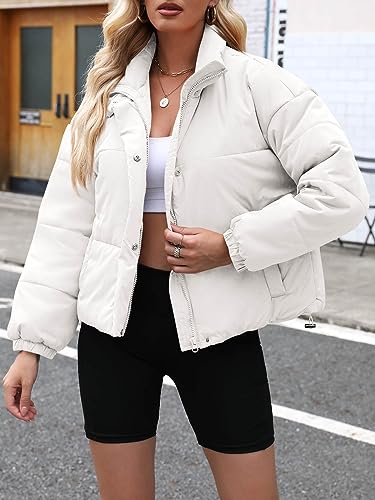 Imily Bela Womens Cropped Puffer Jackets Long Sleeve Stand Collar Coats Quilted Zipper Outerwear4