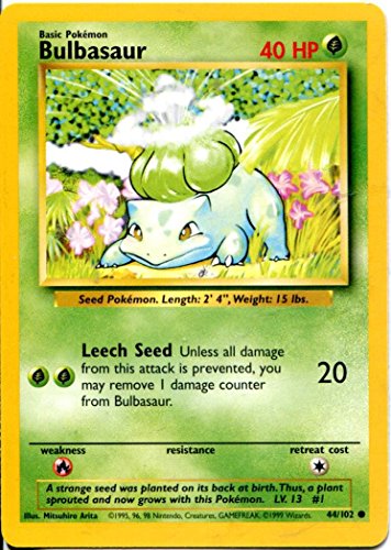 Free Shipping Worldwide Unlimited LP Bulbasaur 44/102 Base Set Pokemon