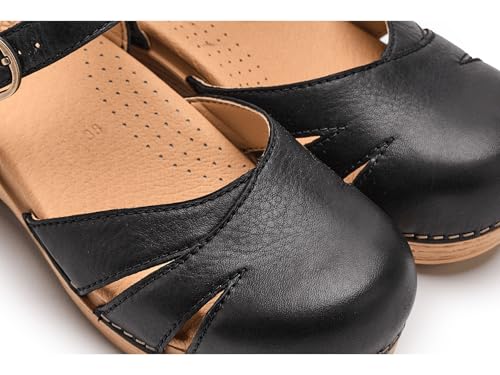 Image of Dansko Margreta Women's Mary Jane Clog - Leather Upper with Cutout Details, Adjustable Strap and Padded Footbed
