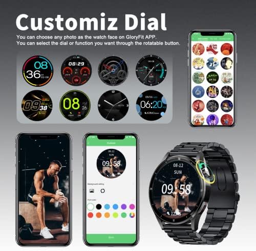 Telefon fonksiyonlu akıllı saat, 1,32 inç akıllı saat, erkek, Bluetooth nabız saati, uyku monitörü, kalp atış hızı, kalori, ses asistanlı, 360 x 360 HD dokunmatik ekran, iOS ve Android için - Görsel 7
