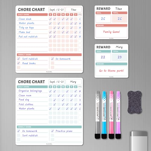 Magnetic Chore Chart for Multiple Kids - Dry Erase Fridge Board, ...