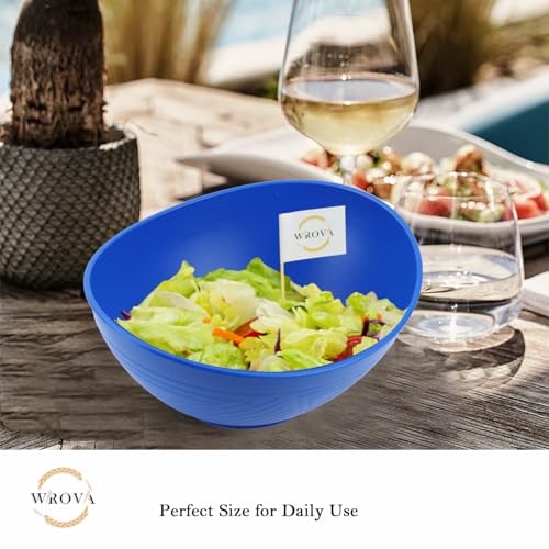 Wrova Wheat Straw Bowls Large Salad Bowls for Eating, Blue Bowls Set of 2 - image 7