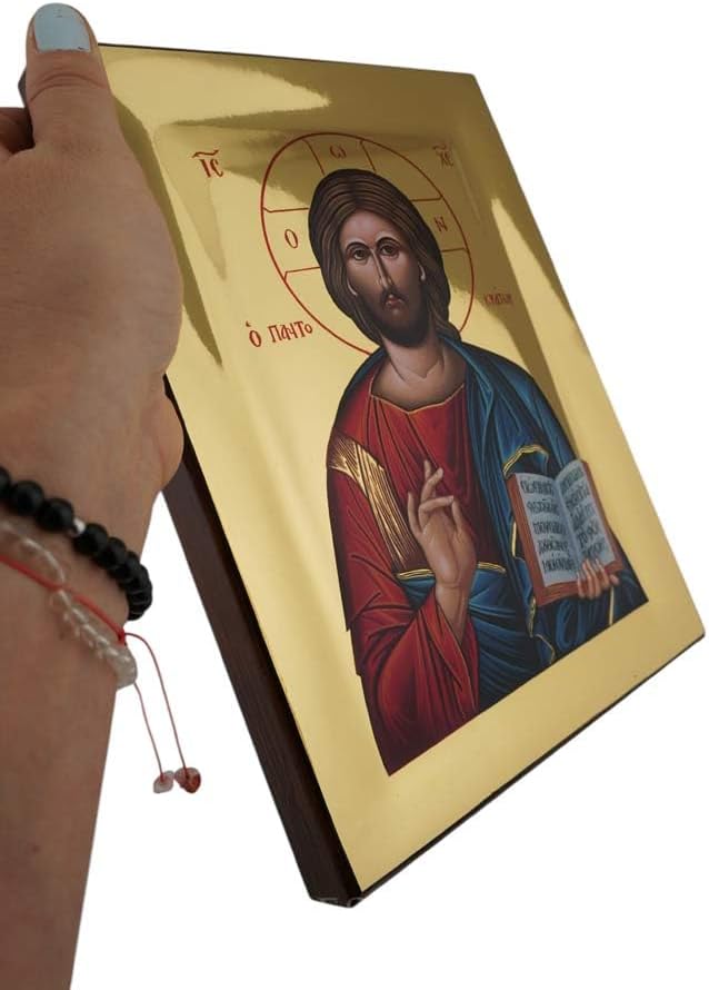 BlessedMart Christ the Teacher Icon – Orthodox Byzantine Icon, Handmade on Natural Solid Wood, Gift Ready – Ships in a Box