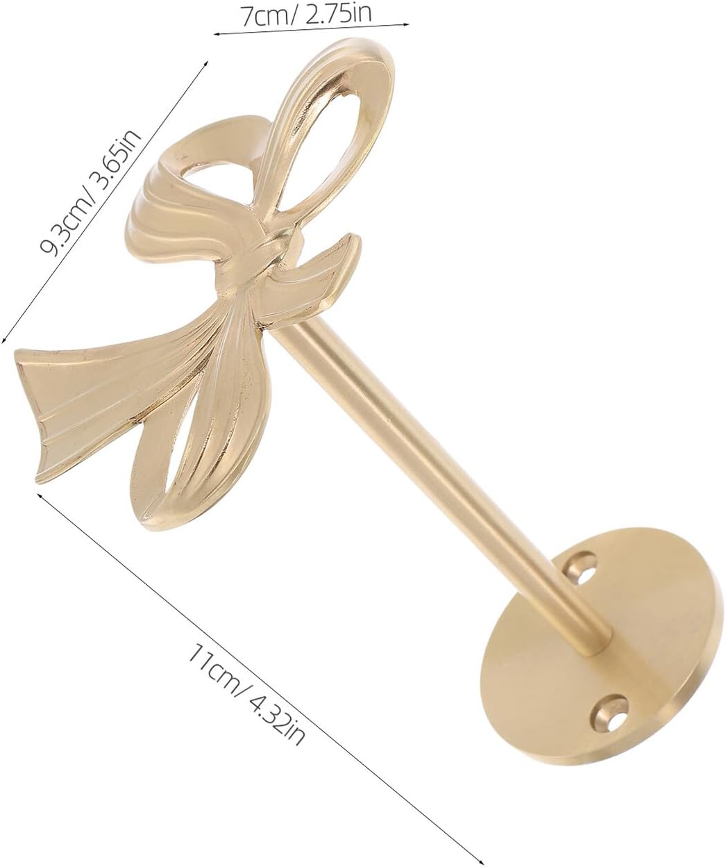 Gold Brass Bow Curtain Holdbacks Wall-Mounted Tiebacks Heavy Duty Vintage Hooks for Living Room Bedroom Office Window Drapes