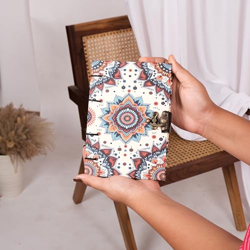 Image of CRAFT JUNKY Journal Diary with Handcrafted Box, 5 x 7 Inch Special Binding Unruled Lock Diary for Girls, Art Book with Aesthetic Print Sketch Book for Artists, 200 Acid-Free Pages A5 (MANDALA)