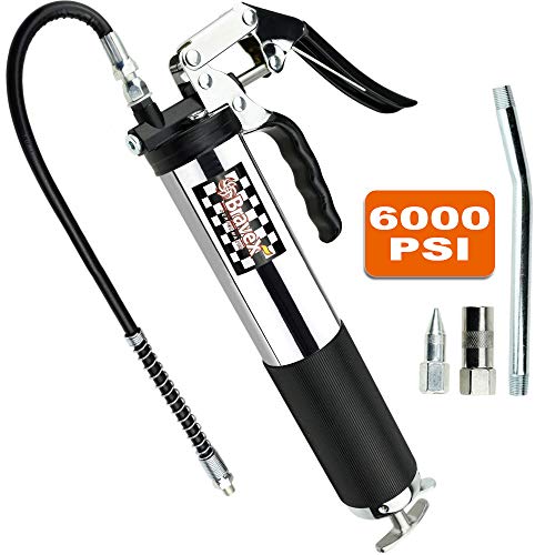 6000 PSI Heavy Duty Grease Gun, Pistol Grip Grease Gun Set with 18 Inch