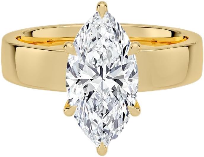 2 CT Marquise Moissanite Engagement Ring Colorless VVS1 10K 14K 18K Yellow Gold & 925 Sterling Silver Accent Ring Anniversary Ring Bridal Ring Set memorial Gift For Her