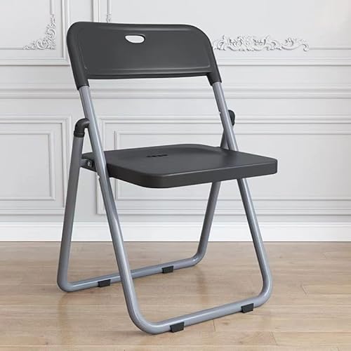 Hbluefat Folding Chairs, Plastic Stackable Seat with Steel Frame, Portable for Home Office Picnic Indoor/Outdoor, Black