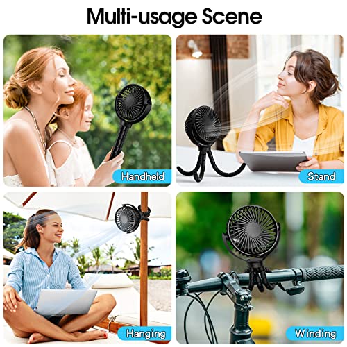 Baby Stroller Fan, Mini Portable Personal Handheld Fan,Clip On Fan With Flexible Tripod, Usb Rechargeable Cooling Desk Fan For Travel, Car Seat, Camping, Bedroom(Black) #TOP5