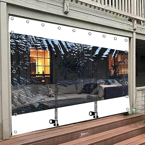 Rideaux De Bâche Transparente avec Porte À Fermeture Éclair, Panneaux Latéraux Claire...