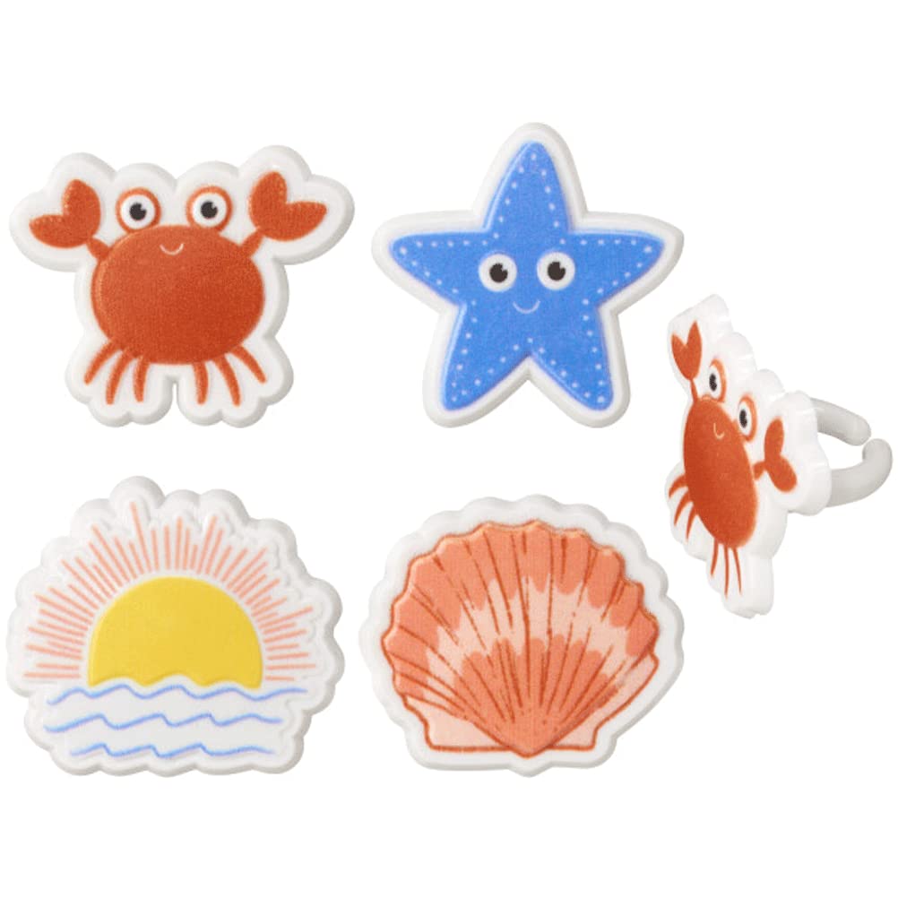 Sunny Daze Summer Beach Vacation Cupcake Rings Birthday Party Favors - 24 pc