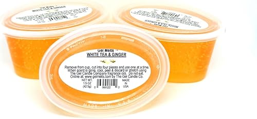 3 Pack WHITE TEA AND GINGER Aroma Gel Melts™ Gel Wax For Warmers And Burners By The Gel Candle Company PEEL, MELT AND ENJOY