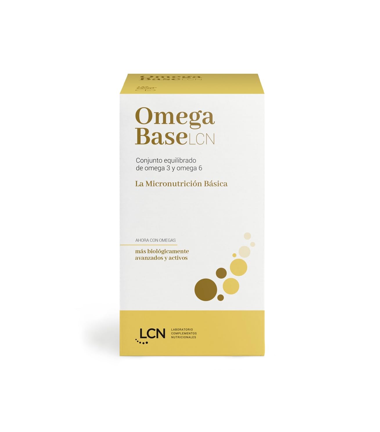 LCN Omega Base LCN Complemento Alimenticio Omega 3 + Omega 6 (DHA, ALA, SDA, LA y GLA), No Contiene EPA, Certificado IFOS, (1 Envase de 120)