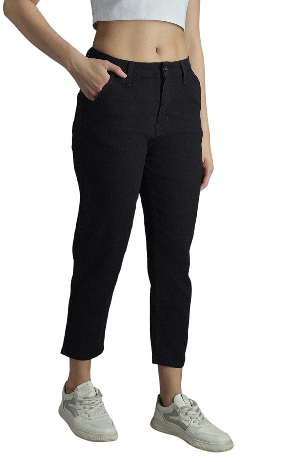 HIGH Star damskie czarne dżinsy Mom Fit Stretch