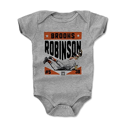 500 LEVEL Brooks Robinson Baby Infant One Piece Bodysuit (18M, Heather Gray) - Brooks Robinson Dive O