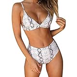 TSWRK Damen Bikini-Sets Hoher Taille Swimsuits Split Badeanzug Schlange Strandkleidung Zweiteiliger Push-Up Badeanzug Bademode