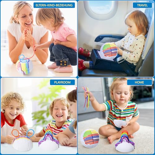 Sensorik Spielzeug für Kinder ab 3+ und Erwachsene,Montessori Silikon Sensory Fidget Spiel Toys,Autismus Spielzeug mit 16 Zählstangen Schnüren