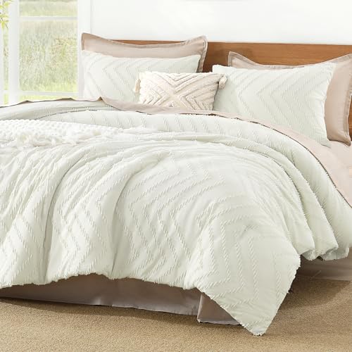 Image of Litanika Boho Full Comforter Set, 3 Pcs Ivory Lightweight Bedding Set