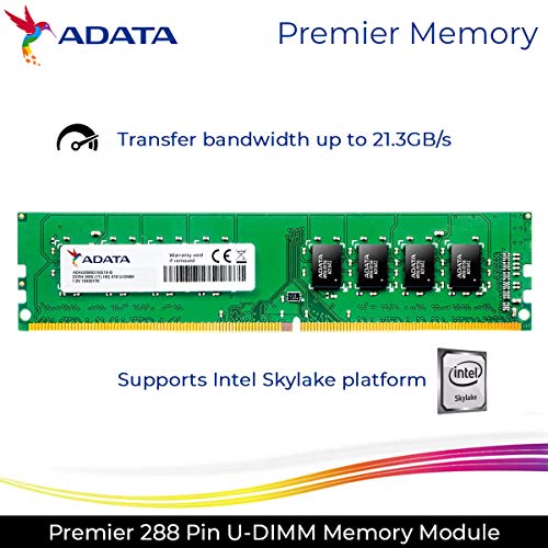 Image of ADATA Premier 16GB DDR4 2666MHz 288 Pin Unbuffered-DIMM Memory RAM for Desktop (AD4U2666316G19-R)