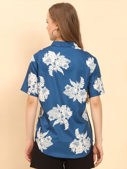Image of Trendy Queen Printed Straight Mandarin Neck Shirt for Women's | Tops for Woman Shirts | Shirt for Women Stylish Western (SD780 S)
