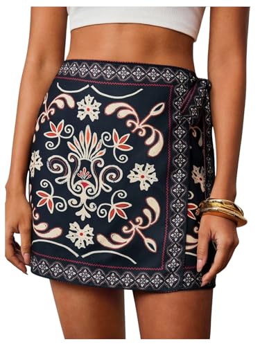 MakeMeChic Women's Summer Boho Wrap Mini Skirt Beach Vacation