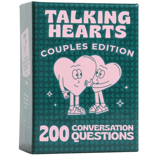 Talking Hearts Conversation Cards - Couple Card Game for Date Nights & Travel Adventures | Great Valentine's Gift for Couples - 200 Questions & 2 Wild Cards - Dive into Deeper Bonds!