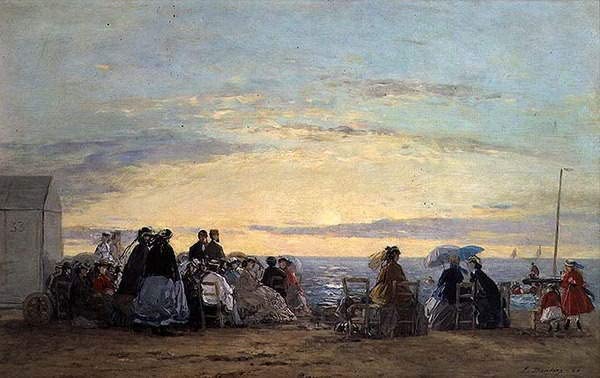 Pintura atardecer playa de Eugene Boudin para decorar salones