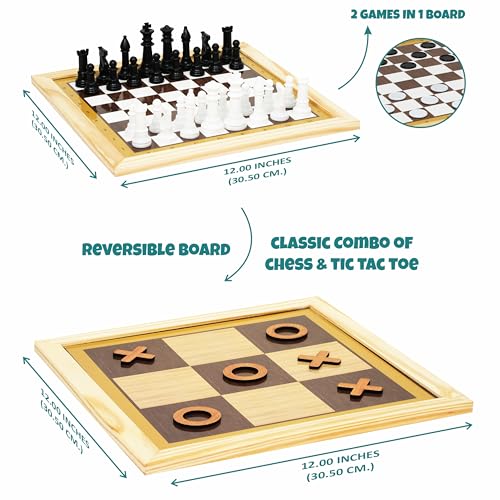 Image of Toyaffair Wooden Board Game Set - Ludo, Snakes & Ladders, Checkers, Chess, and Tic Tac Toe -Multi Game Board for Kids and Adults, Portable Family Fun Game (5 in 1 Wooden Board Game)