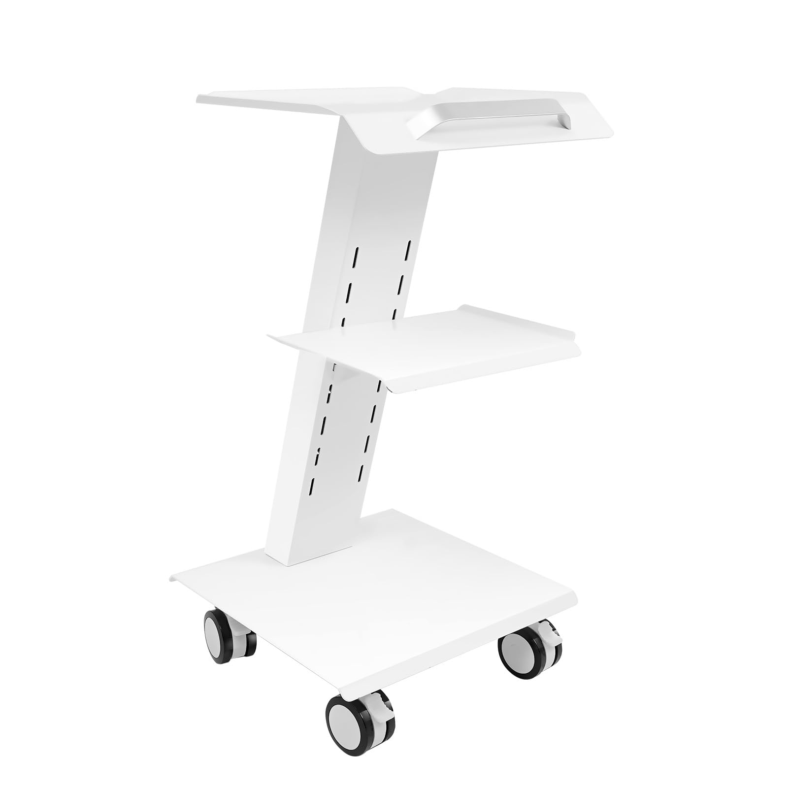 Carrello multifunzione da laboratorio, livello 3, con presa di corrente, carrello per attrezzi, clinica, pratica, studio cosmetico, altezza regolabile, in acciaio, con prese freni, con 3 connettori a