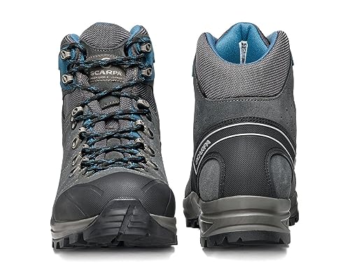 SCARPA Men's Kailash Trek GTX Waterproof Gore-Tex Lightweight Boots for Backpacking and Hiking - Shark Grey/Lake Blue - 7.5-84