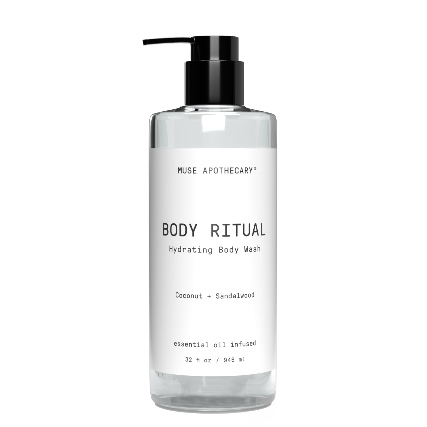Body Ritual Hydrating - Coconut Sandalwood Body Wash for Women & Men - Essential Oil Infused Aromatherapy Body Wash - 32 Ounce