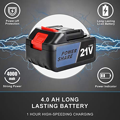 DEREAL PRO Cordless-Leaf-Blower 250 MPH 21V 4.0 Ah MAX Lithium Ion Powerful-Electric Leaf Blower 340 CFM Rechargeable Variable Speed Battery-Powered for Blowing Dust Pet-Hair Snow Leaves Garden House