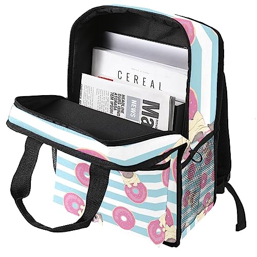 Sac à dos rayé multicolore pour garçons imprimé carlin gourmand 35 cm
