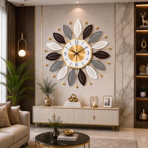 URBAN INSPIRATIONS Modern Metal Wall Clock 52cm White - Image 6
