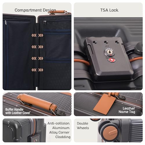 Apelila 28-Inch Wide Handle Hardshell Spinner Luggage - 116L Large Capacity with 360° Silent Wheels - TSA Lock & Aluminum Corner Guards - Lightweight PC+ABS for International Travel
