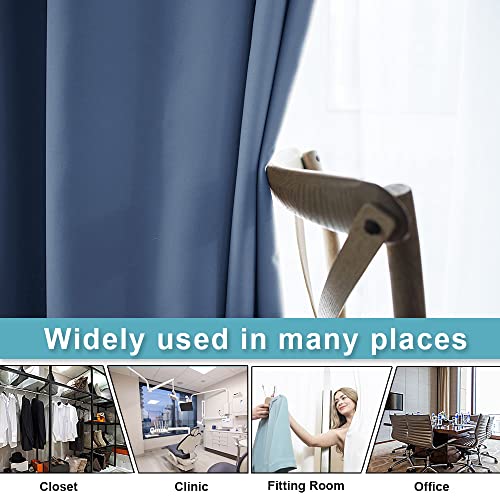 Image of RYB HOME Blackout Curtains 84 inches Long Privacy Energy Efficiency Curtains for Bedroom Living Room Home Office Loft Doorway, W 60 x L 84 inch, Stone Blue, 1 Panel