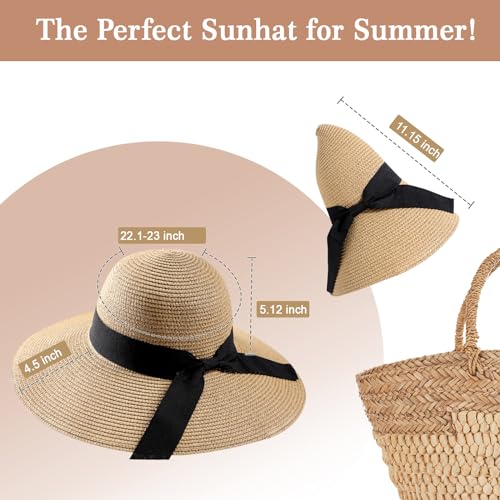 Sun Hats for Women, Wide Brim Beach Straw Hat for Women UPF 50+ UV Sun Protection Beach Hat - Image 3