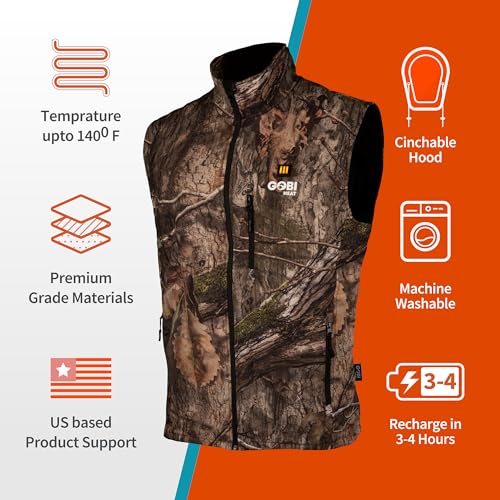 Colorado Men's Camo Heated Vest - 10 Hours of Heat | 3 Heat Settings| Battery and Charging Cable Included4
