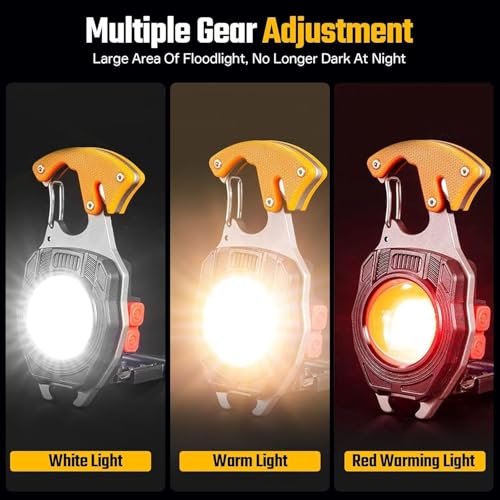 Image of Keychain LED Flashlights, Rechargeable Flashlights with Lighter, Whistles, Screwdriver, Bottle Opener, Magnet Base 800 Lumens COB Light Mode Portable Emergency Light (Model 1)